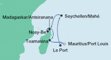 Route: Mauritius, Seychellen & Madagaskar 2 mit AIDAblu