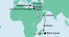 Route: Von Mauritius nach Kreta mit AIDAblu