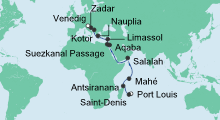 Route: Von Mauritius nach Venedig mit AIDAaura