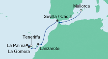 Route: Von Mallorca nach Teneriffa mit AIDAblu