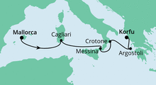 Route: Von Mallorca Nach Korfu mit AIDAmira