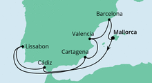 Route: Spanien mit Lissabon mit AIDAsol