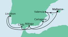 Route: Spanien mit Lissabon mit AIDAstella