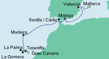Route: Von Mallorca nach Gran Canaria 1 mit AIDAstella