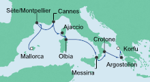 Route: Von Mallorca nach Korfu mit AIDAmira
