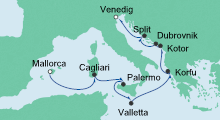 Route: Von Mallorca nach Venedig 1 mit AIDAbella