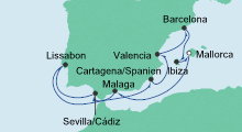 Route: Spanien & Portugal mit AIDAstella