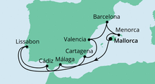Route: Spanien, Portugal & Balearen mit AIDAstella