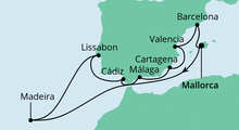 Route: Spanien, Portugal & Madeira mit AIDAstella