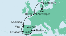Route: Von Mallorca nach Kiel 1 mit AIDAvita
