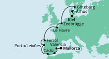 Route: Von Mallorca nach Kiel mit AIDAbella