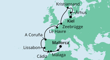 Route: Von Mallorca nach Kiel 2 mit AIDAbella