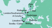 Route: Von Mallorca nach Kiel 2 mit AIDAprima