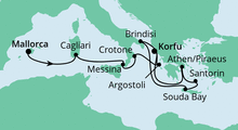 Route: Von Mallorca nach Korfu 2 mit AIDAmira