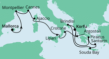 Route: Von Mallorca nach Korfu 2 mit AIDAmira
