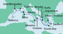 Route: Von Mallorca nach Korfu 2 mit AIDAmira