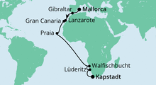 Route: Von Mallorca nach Kapstadt 3 mit AIDAmira
