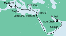 Route: Von Mallorca nach Dubai 2 mit AIDAcosma