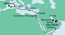 Route: Von Mallorca nach Abu Dhabi 2 mit AIDAcosma