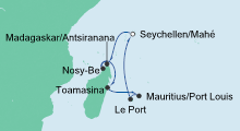 Route: Mauritius, Seychellen & Madagaskar 3 mit AIDAblu