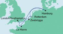 Route: Metropolen ab Rotterdam mit AIDAmar
