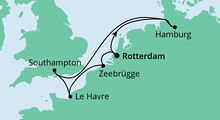 Route: Metropolen ab Rotterdam mit AIDAprima