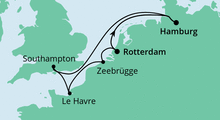 Route: Von Rotterdam nach Hamburg mit AIDAsol