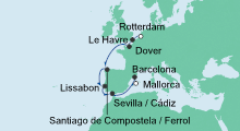 Route: Von Rotterdam nach Mallorca mit AIDAmar