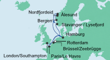 Route: Metropolen & Norwegen ab Rotterdam mit AIDAperla