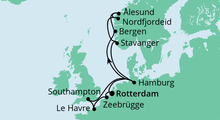Route: Metropolen & Norwegen ab Rotterdam mit AIDAperla