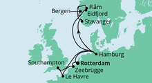 Route: Metropolen & Norwegen mit AIDAperla