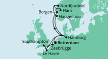 Route: Metropolen & Norwegen mit AIDAperla
