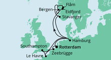 Route: Metropolen & Norwegen mit AIDAperla