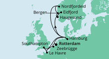 Route: Metropolen & Norwegen mit AIDAperla