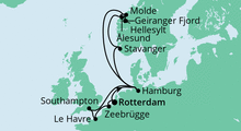 Route: Metropolen & Norwegen ab Rotterdam mit AIDAprima