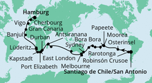 Route: Von San Antonio nach Hamburg mit AIDAaura
