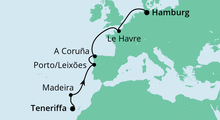 Route: Von Teneriffa nach Hamburg 2 mit AIDAperla