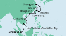Route: Von Shanghai nach Singapur mit AIDAbella