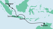 Route: Von Singapur nach Darwin mit AIDAvita