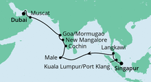 Route: Von Singapur nach Dubai mit AIDAvita