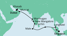 Route: Von Singapur nach Dubai mit AIDAbella