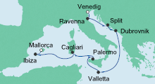 Route: Von Venedig nach Mallorca 2 mit AIDAblu