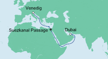 Route: AIDA pur von Venedig nach Dubai mit AIDAbella