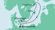 Route: Schweden & Dänemark mit AIDAdiva