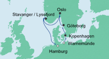Route: Norwegen ab Warnemünde mit AIDAmar