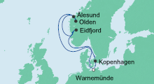 Route: Norwegens Fjorde 4 ab Warnemünde mit AIDAdiva