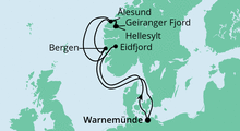 Route: Norwegens Fjorde 4 ab Warnemünde mit AIDAdiva