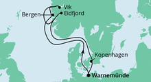 Route: Norwegens Fjorde ab Warnemünde mit AIDAdiva