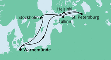 Route: Ostsee ab Warnemünde 1 mit AIDAdiva