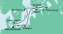 Route: Ostsee ab Warnemünde 4 mit AIDAmar